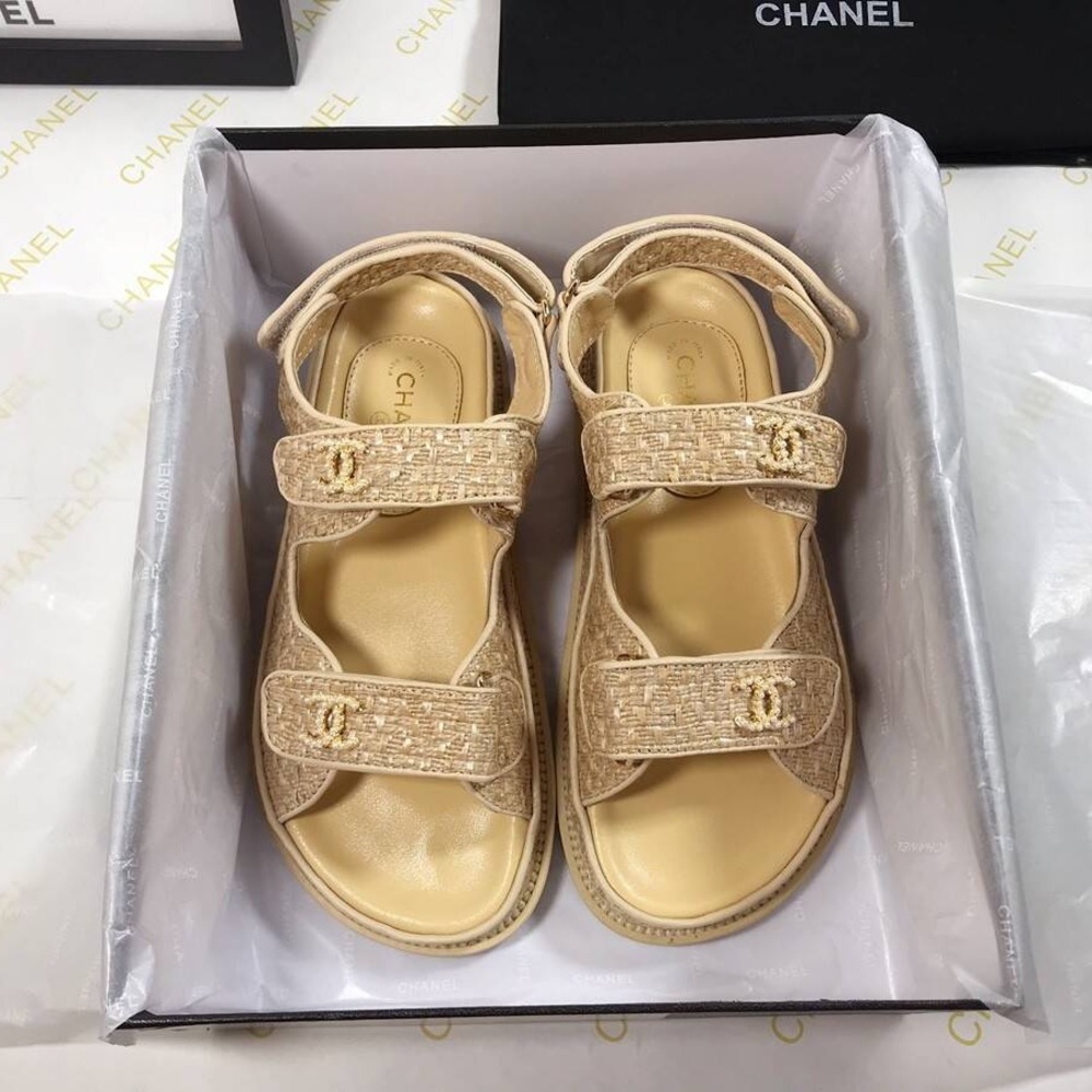 Chanel Tweed Magic-CC Platform Sandals